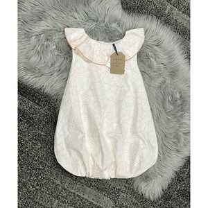 Coco Au‎ Lait White & Coral Geometric Patterned Balloon Skirt Dress Size 2T